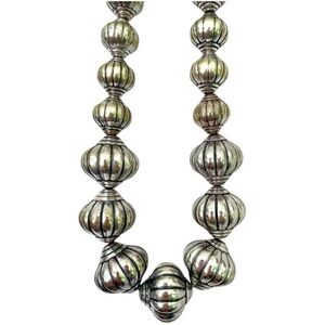 Vintage necklace, unsigned, large, puffy beads, some finish loss on one bead